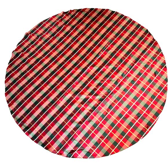 Dillard's Trimmings Tartan Holiday Plaid Tablecloth 70" Round Red Green Gold - Picture 1 of 6